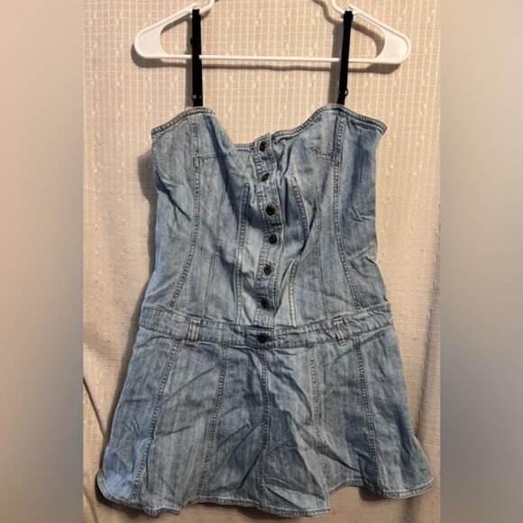 Vintage D&G Dolce Mini Denim Dress Size 40 (US 6) Adjustable Straps Y2K Designer - Picture 1 of 10